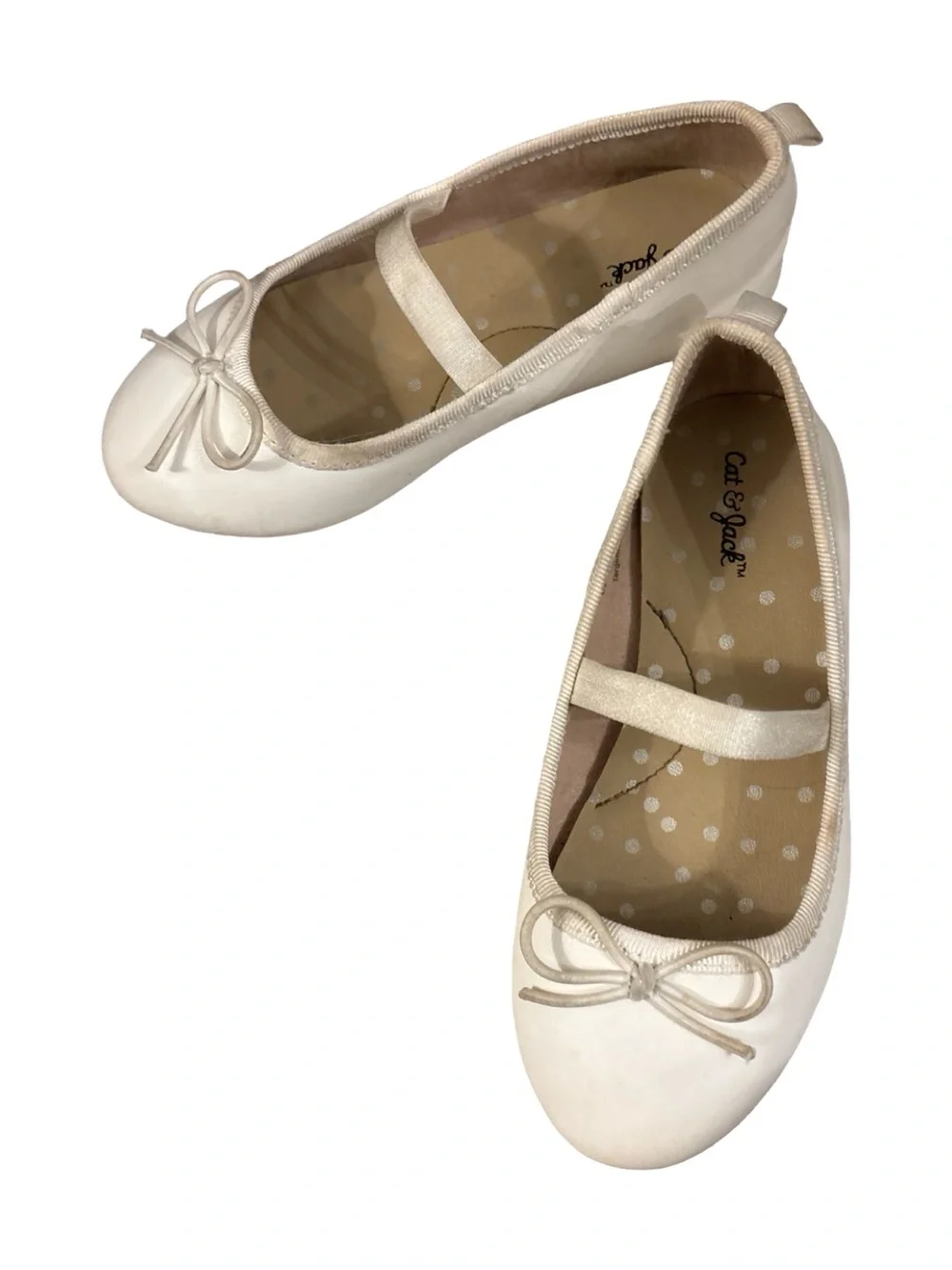 Cat & Jack Cream Ballet Mary Jane Flats with Bow Strap Size 9